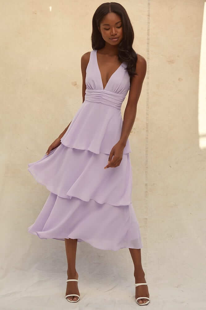 Non Traditional Bridal Shower Dresses Online Lavender Purple Midi Dress