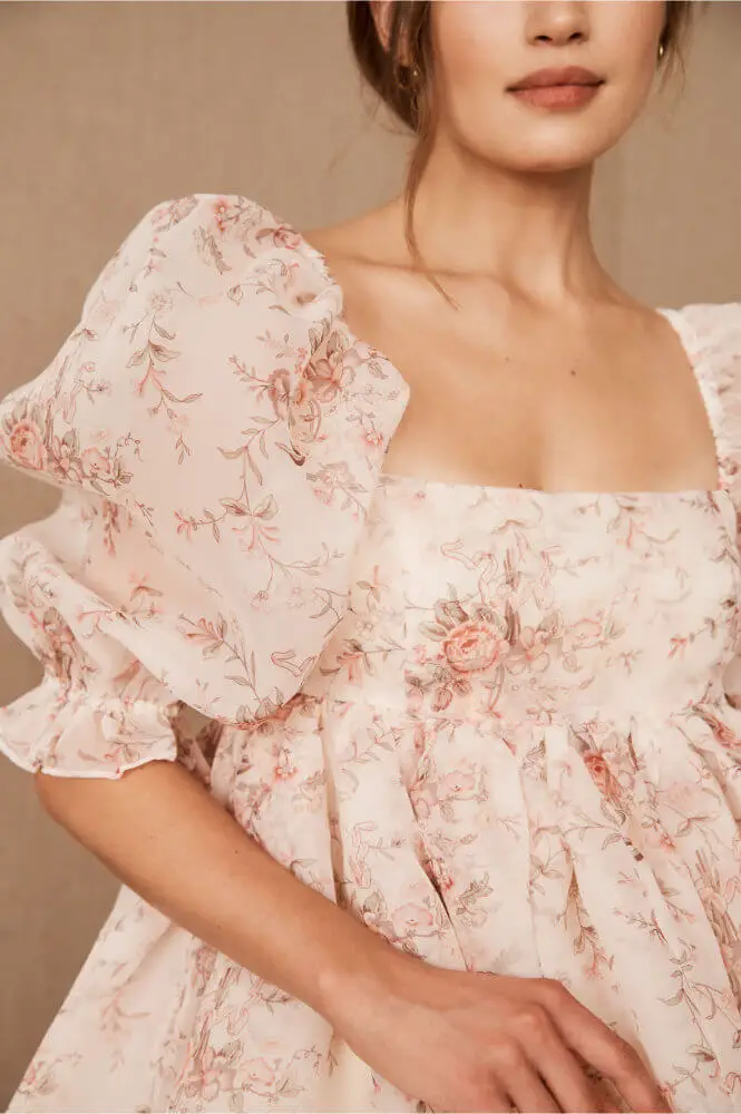 Non Traditional Kitchen Tea Dresses Untraditional Bridal Shower Dress Floral Puff Sleeves Selkie Bubble Puff Dress BHLDN 3