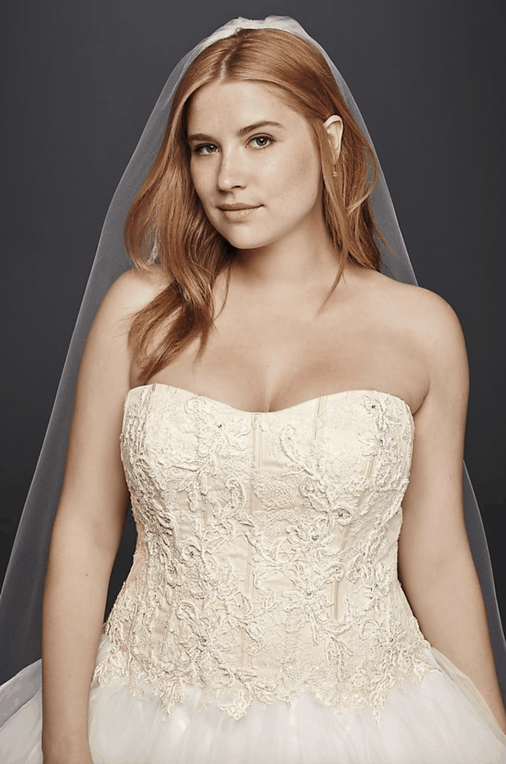 Oleg Cassini Organza Ruffle Skirt Wedding Dress Plus Size Bridal Gowns