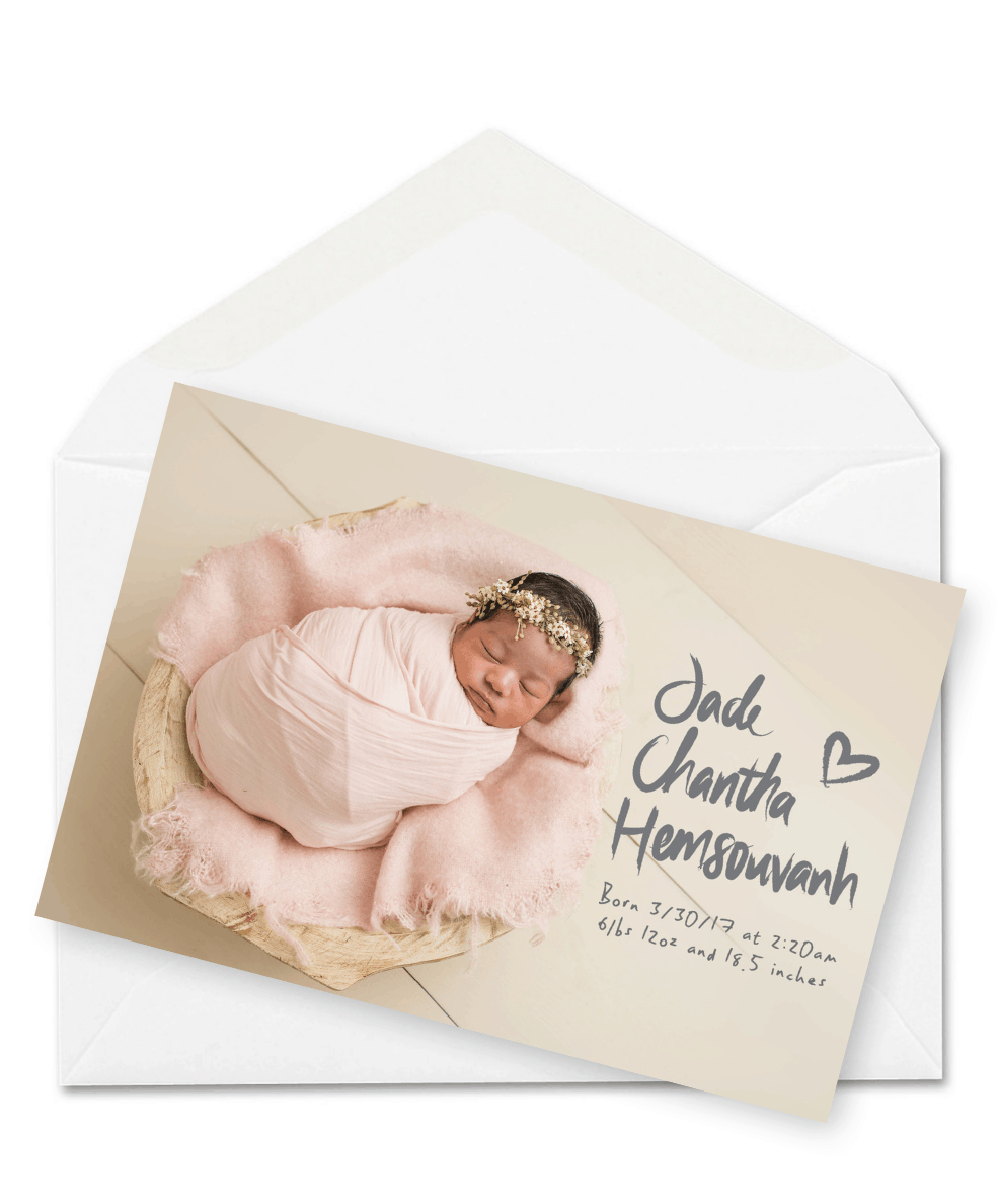 Personalised Photo Birth Announcement Thank You Cards Baby Girl 