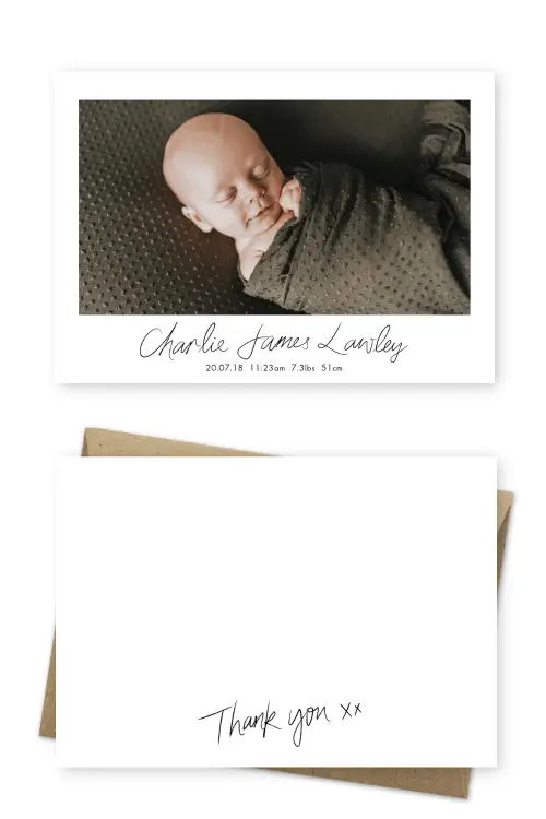 Personalised Baby Thank You Card Postcard Birth Announcements Sigrid Petersen Photography