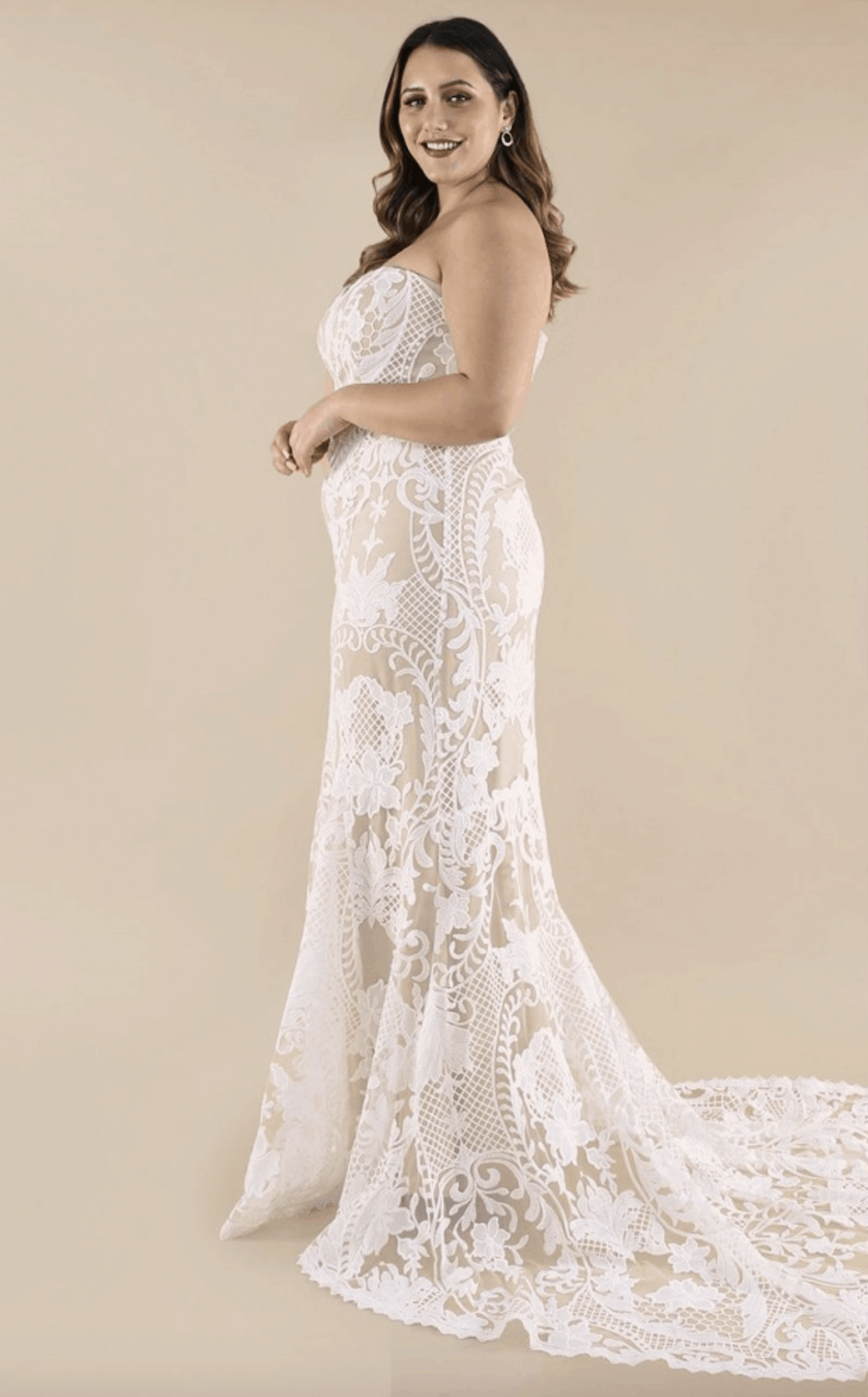 Plus Size Bridal Gowns and Wedding Dresses Perfect for Curvy Brides Embroidered Lace Overlay Long Train