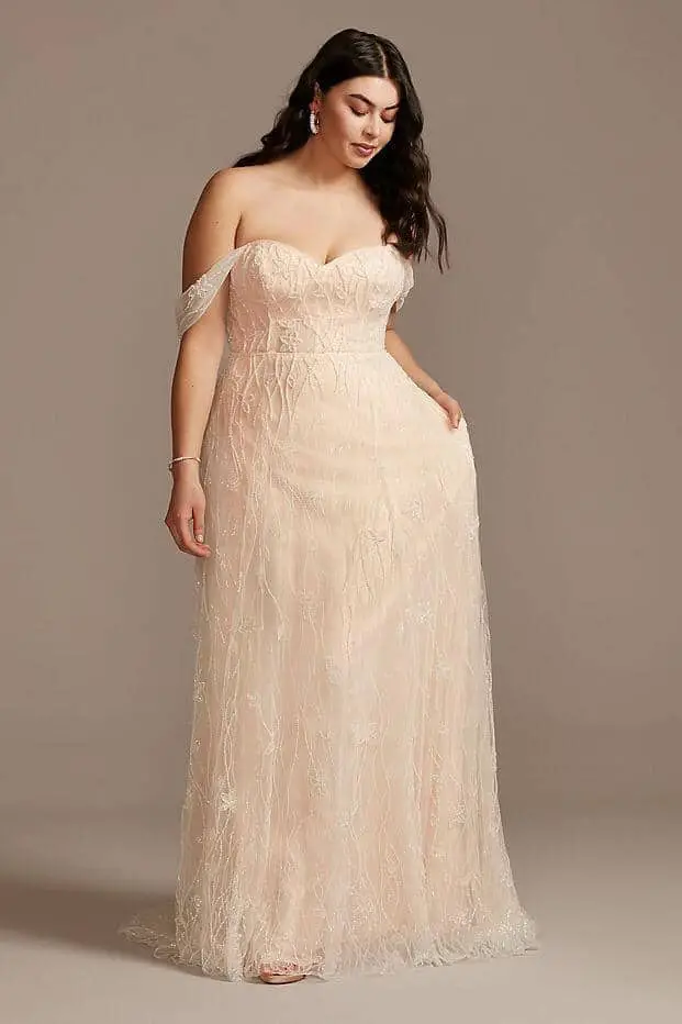 Plus Size Floral Wedding Dresses Online Removable Sleeves Melissa Sweet