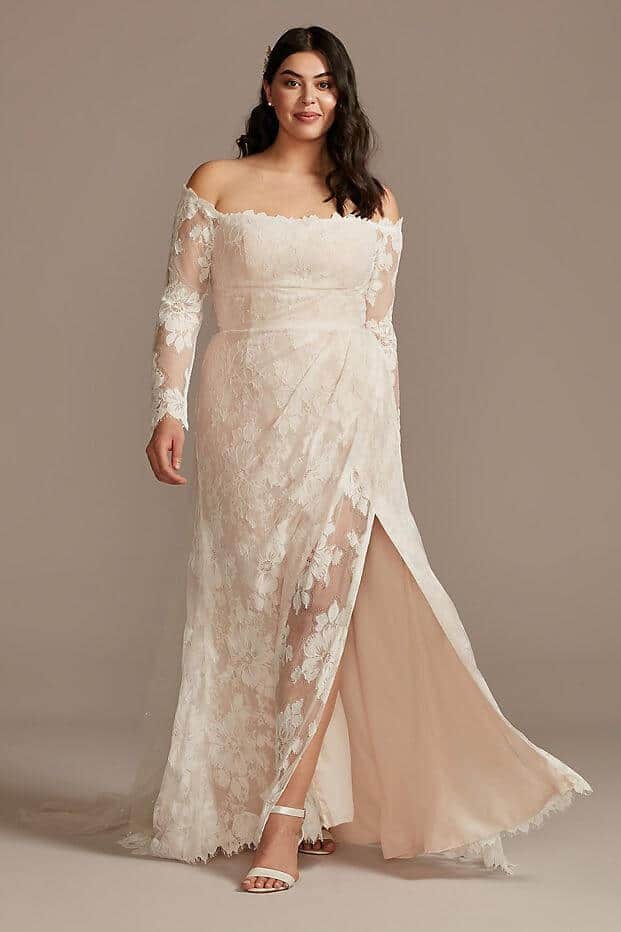 Plus Size Wedding Dresses Online Floral Lace Long Sleeve Melissa Sweet