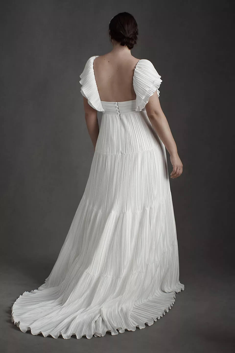 Plus Size Wedding Dresses Online Flutter-Sleeve Satin Wedding Gown BHLDN