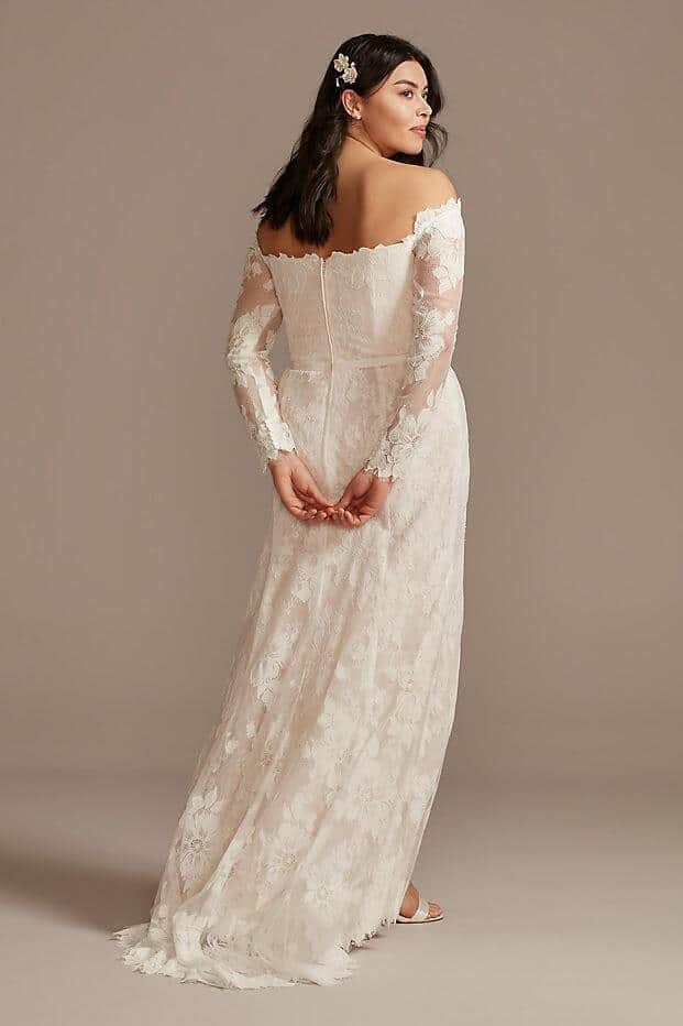 Plus Size Wedding Dresses with Floral Lace Long Sleeve Melissa Sweet