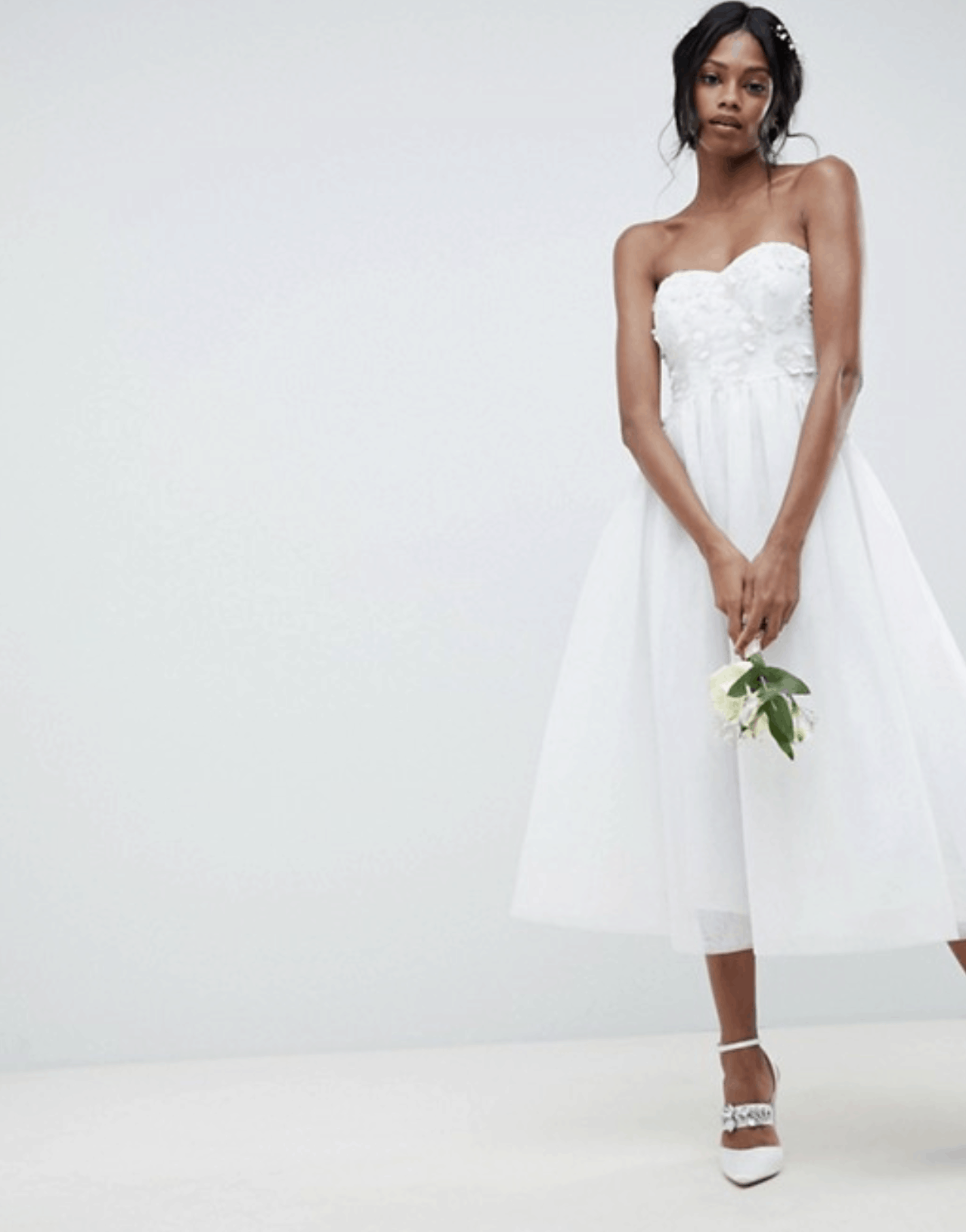 Prettiest City Hall Wedding Dress and Courthouse Bridal Outfits ASOS Edition Bandeau Tulle Embellished Midi Wedding Dresses