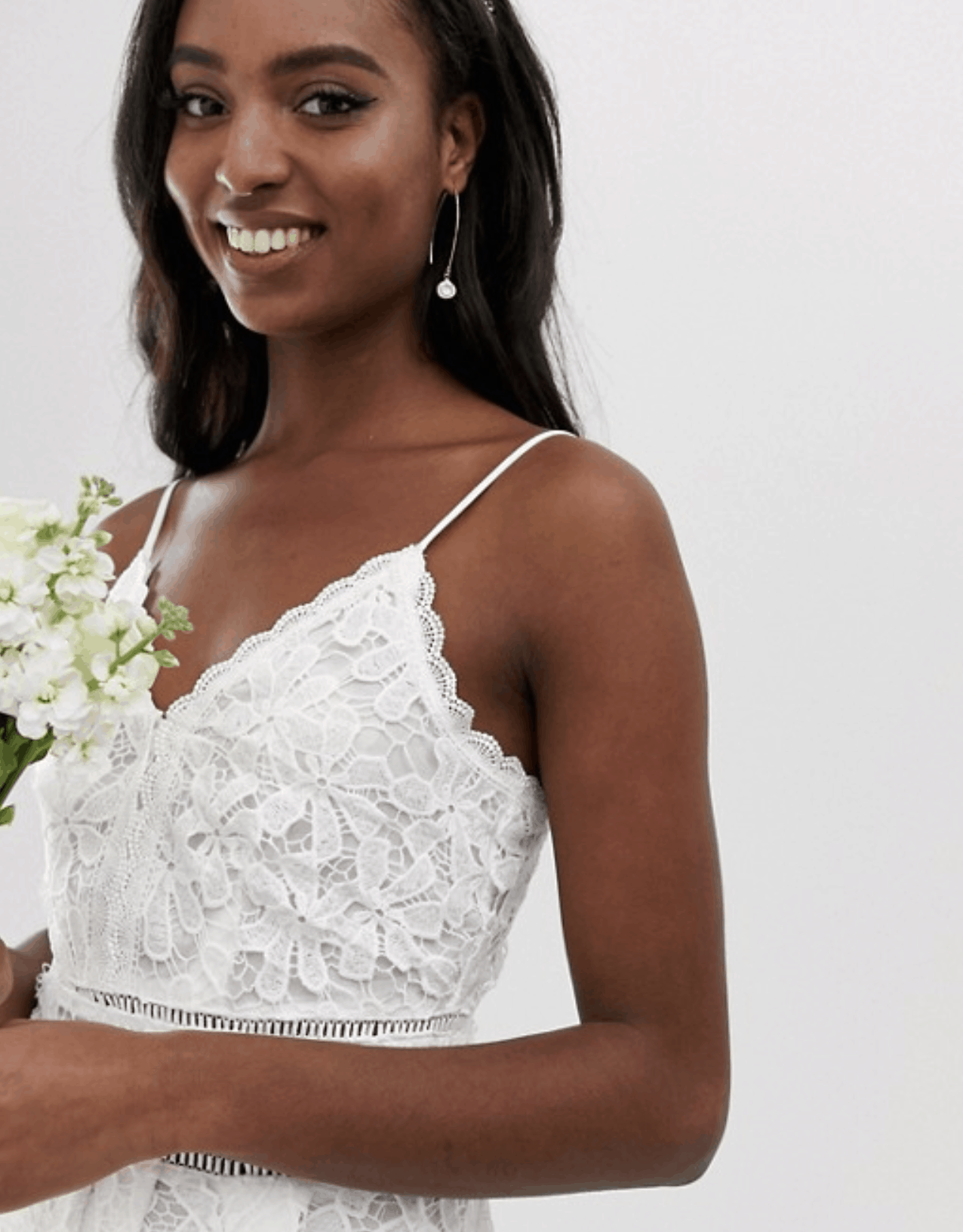 Prettiest City Hall Wedding Dresses and Courthouse Bridal Outfits Y.A.S Tall Floral Lace Cami Dress in White