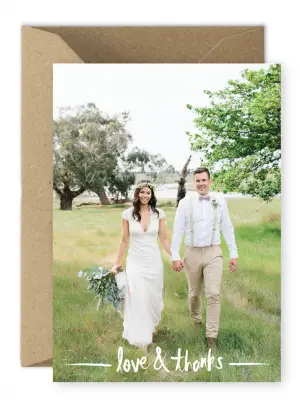 Rústico de Fotos de la Boda Tarjetas de Agradecimiento Madeleine Enfriador de Fotografía Para el Amor de artículos de Papelería