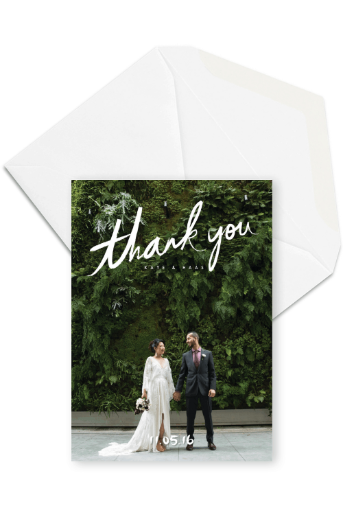 Rustic Wedding Thank You Card with Photo For the Love of Stationery Sarah Peet Photography