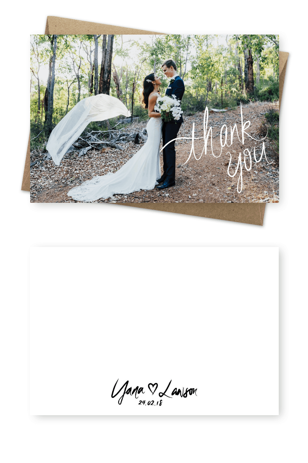 Rustic Wedding Thank You Card with Photo Lucking Photography For the Love of Stationery