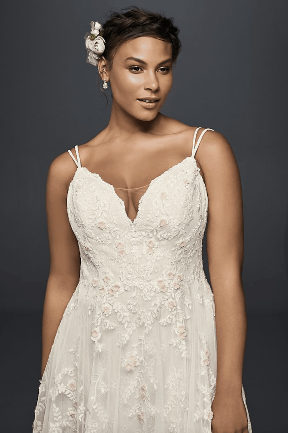 Scalloped A-Line Plus Size Wedding Dress Spaghetti Straps Plus Size Bridal Gowns
