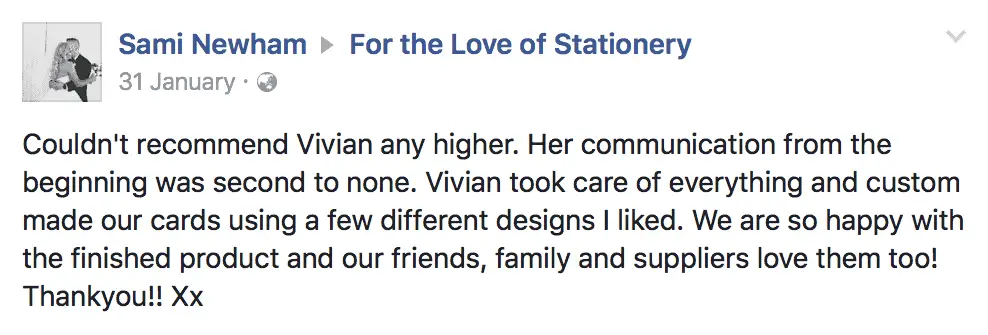 For the Love of Stationery Reviews. Customer Testimonials.