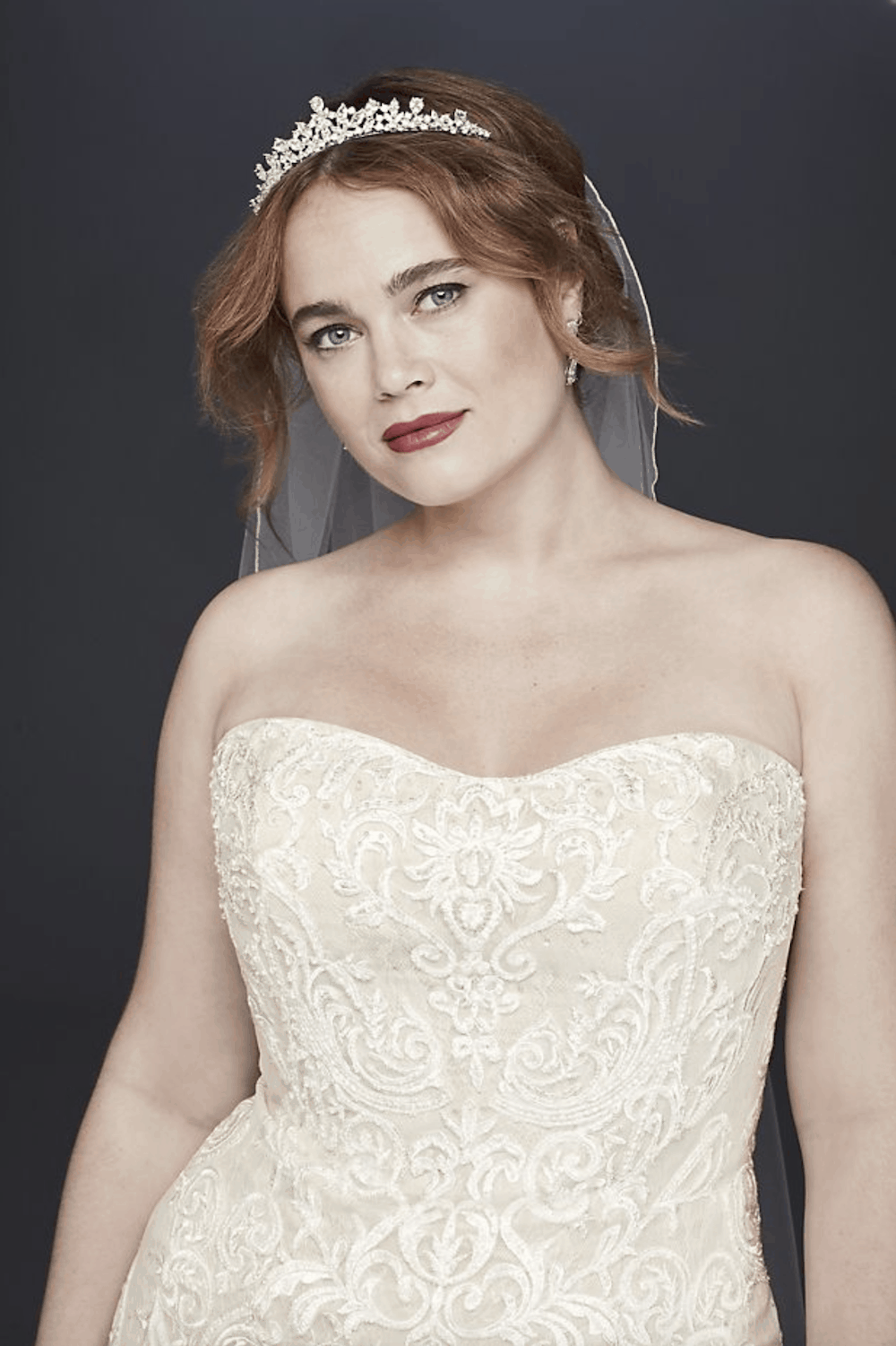 Scroll Lace Trumpet Plus Size Wedding Dress Oleg Cassini Plus Size Bridal Gowns Simple