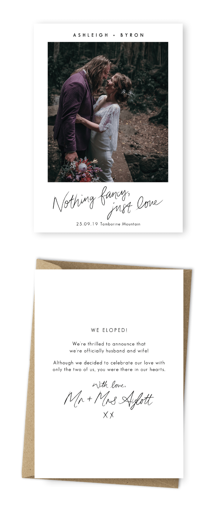 Sending Out Elopement Announcements For the Love of Stationery Wildhearted and Hitched