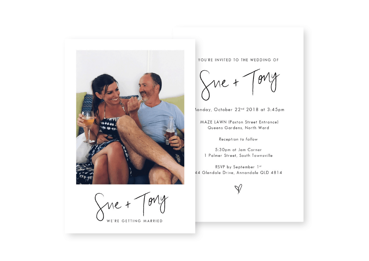 Simple Photo Wedding Invitations Sydney Australia For the Love of Stationery