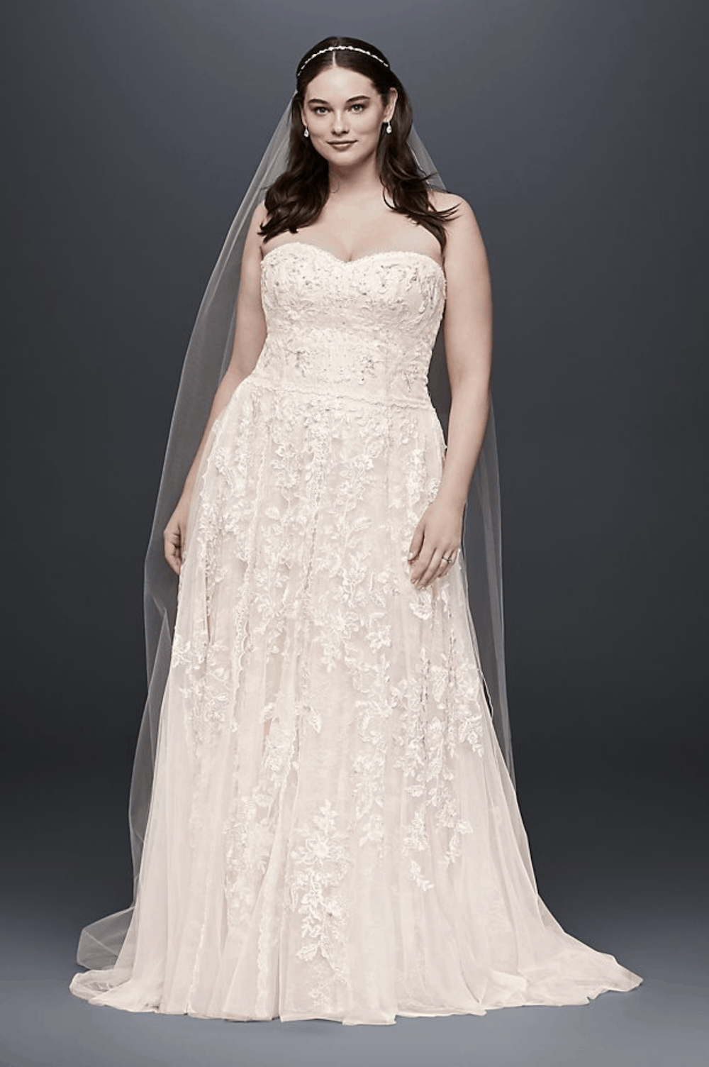 Simple Plus Size Bridal Gowns Melissa Sweet Lace A-Line Plus Size Wedding Dress