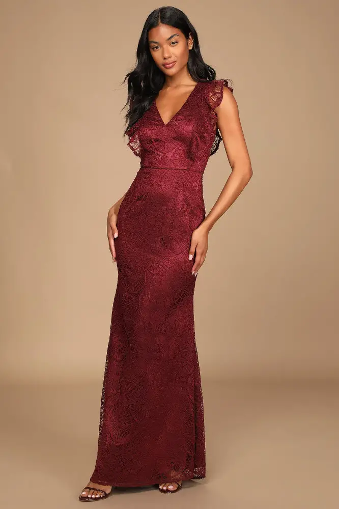 Sophisticated Mother of the Bride Dresses Burgundy Lace Maxi Dress Lulus 2