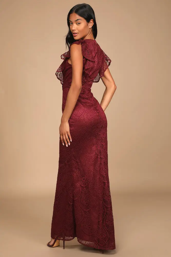 Sophisticated Mother of the Bride Dresses Burgundy Lace Maxi Dress Lulus 3