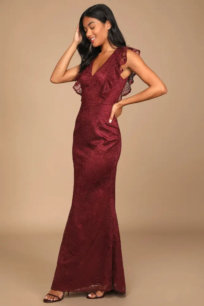 Sophisticated Mother of the Bride Dresses Burgundy Lace Maxi Dress Lulus