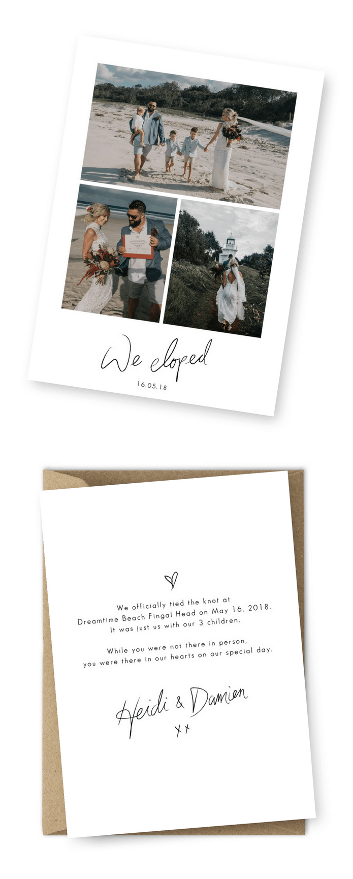 We Eloped Announcement Destination Wedding Invitation Creative Way to Announce Your Elopement Wildhearted and Hitched