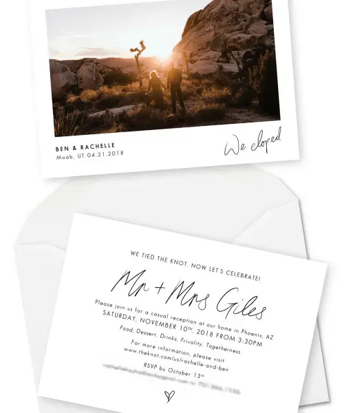 Wedding Announcement Cards and Elopement Invitation Ideas We Eloped The Hearnes Photography