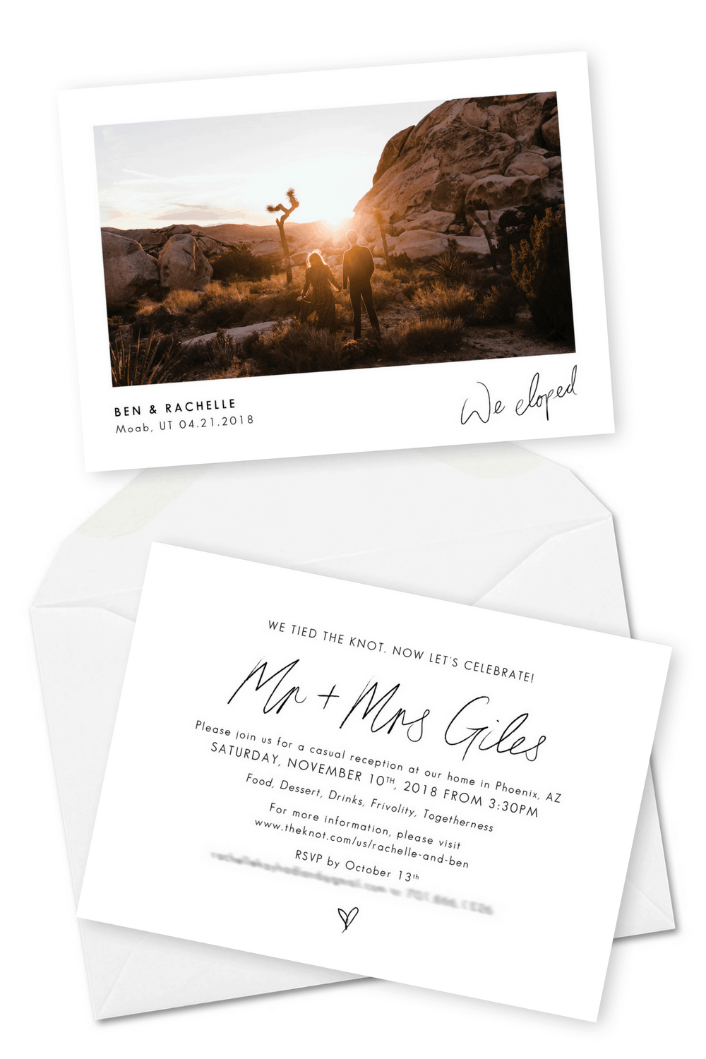 Wedding Announcement Cards and Elopement Invitation Ideas We Eloped The Hearnes Photography