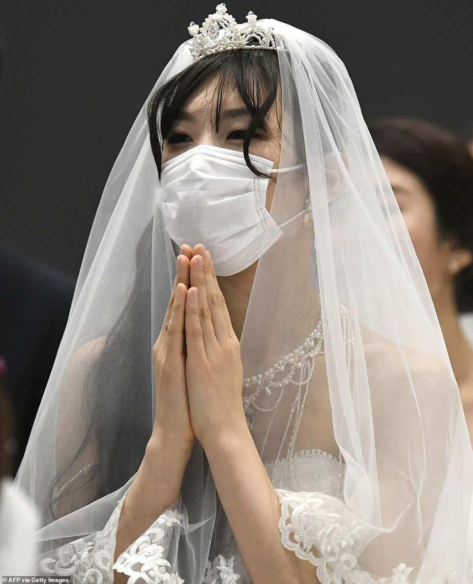 Wedding Coronavirus COVID19 Bride and Groom Wear Face Masks (1)