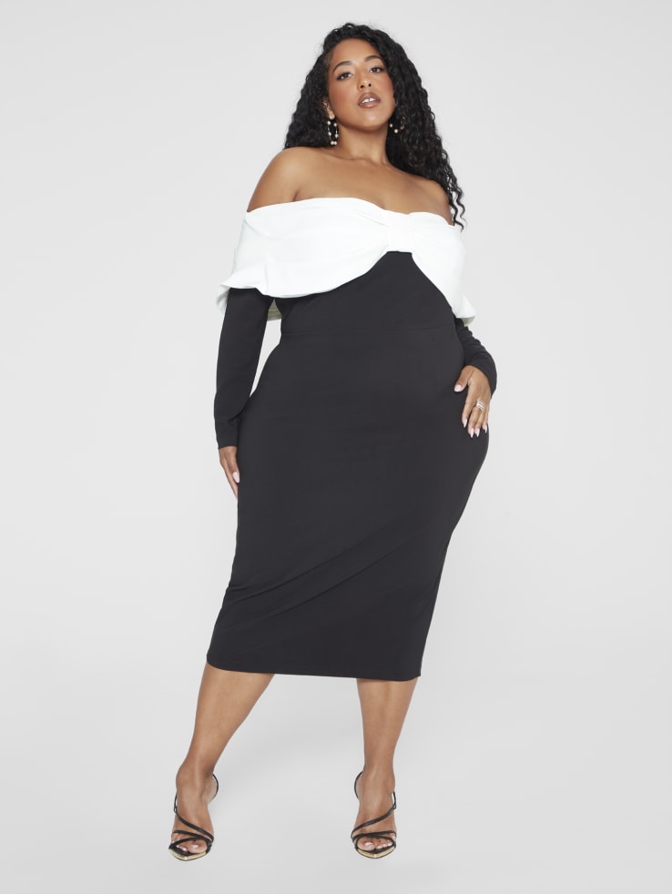 Wedding Guest Outfits for Curvy Ladies Plus Size Wedding Guest Dresses Black and White Midi