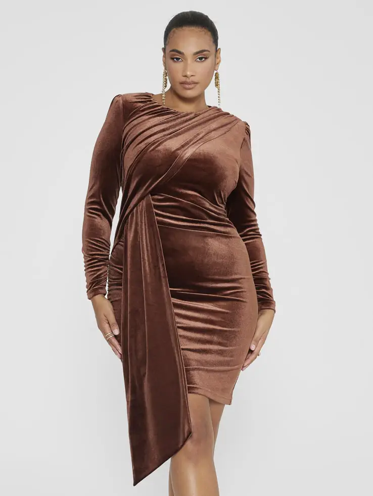 Wedding Guest Outfits for Curvy Ladies Plus Size Wedding Guest Dresses Brown Velvet