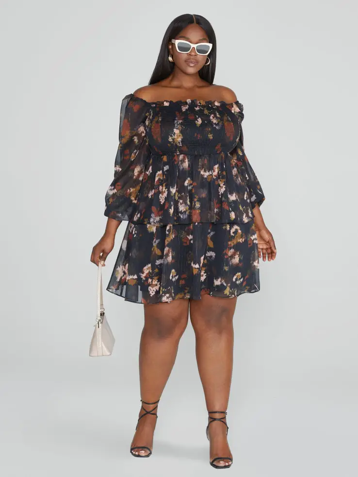 Wedding Guest Outfits for Curvy Ladies Plus Size Wedding Guest Dresses Off The Shoulder Floral 2