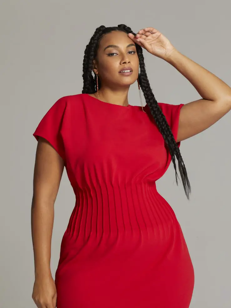 Wedding Guest Outfits for Curvy Ladies Plus Size Wedding Guest Dresses Red Pleated 2