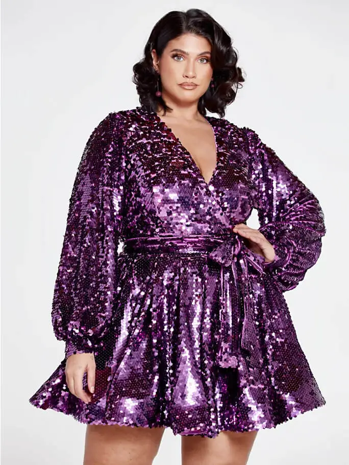 Wedding Guest Outfits for Curvy Ladies What to Wear to A Wedding Plus Size Purple Sequin Dress