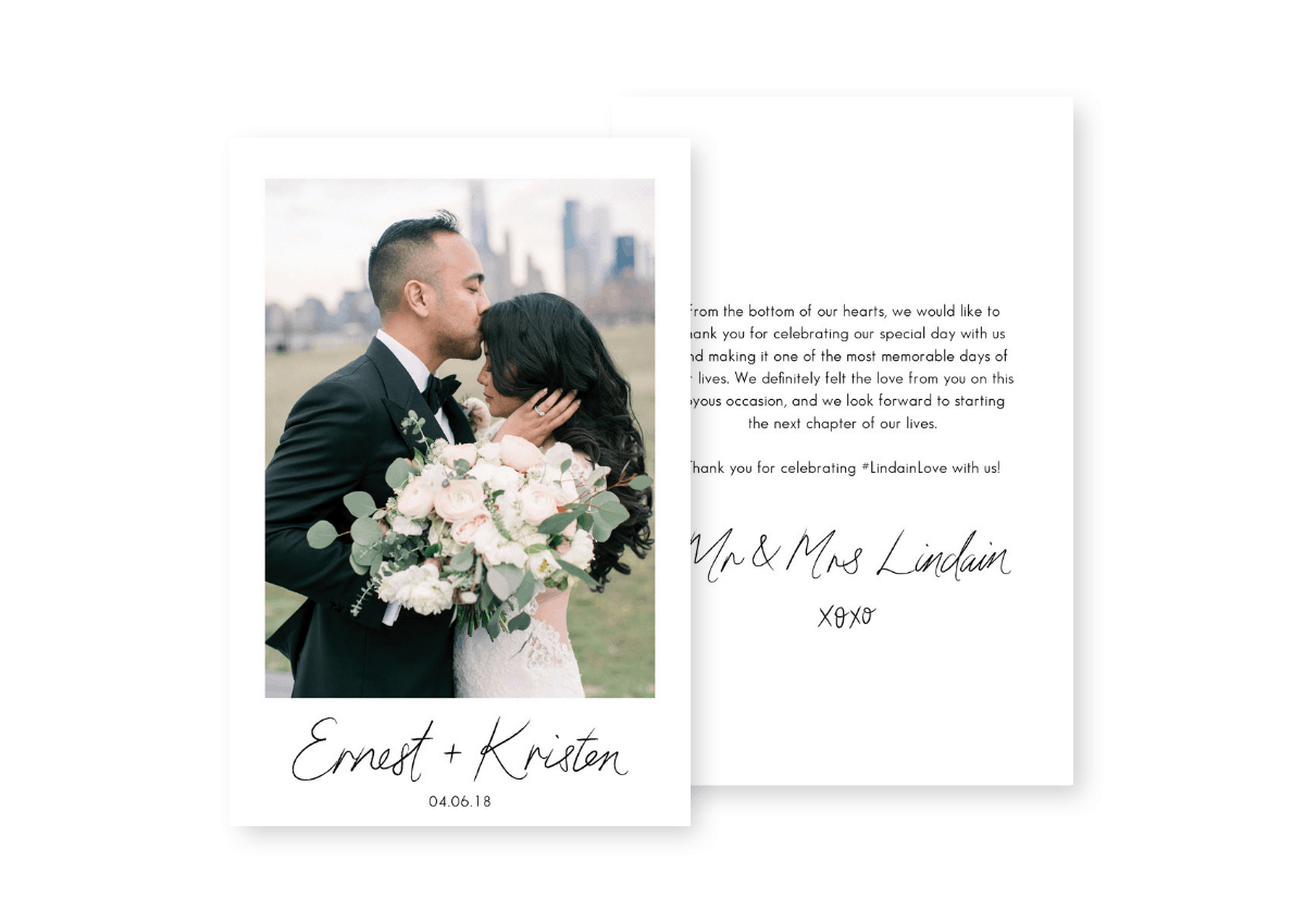 Wedding Thank You Card Photo Sydney Australia For the Love of Stationery