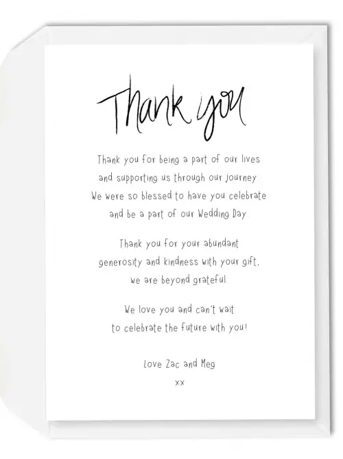 7 Wedding Thank You Cards Wording Samples from Bride and Groom