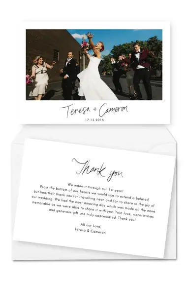 28 Wedding Thank You Cards Wording Examples Note