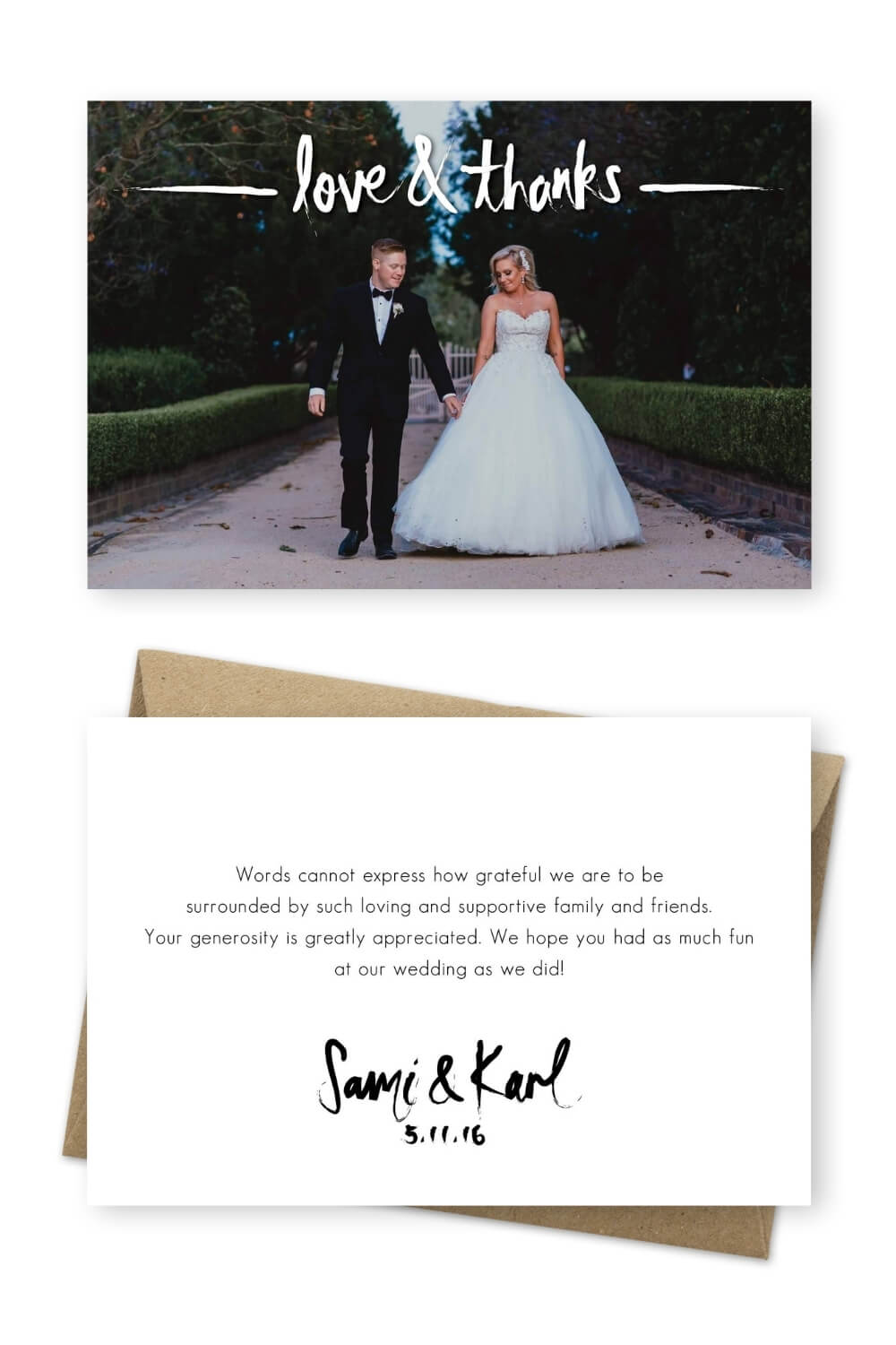 Bride & Groom Thanks Wedding Stationery Thank You Postcard Style 5 Wedding Thank You Card