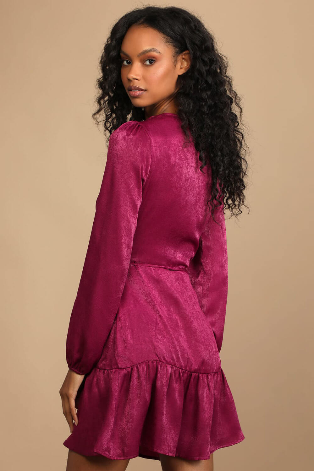 What to Wear to A Wedding as a Guest Female Magenta Wrap Dress 3