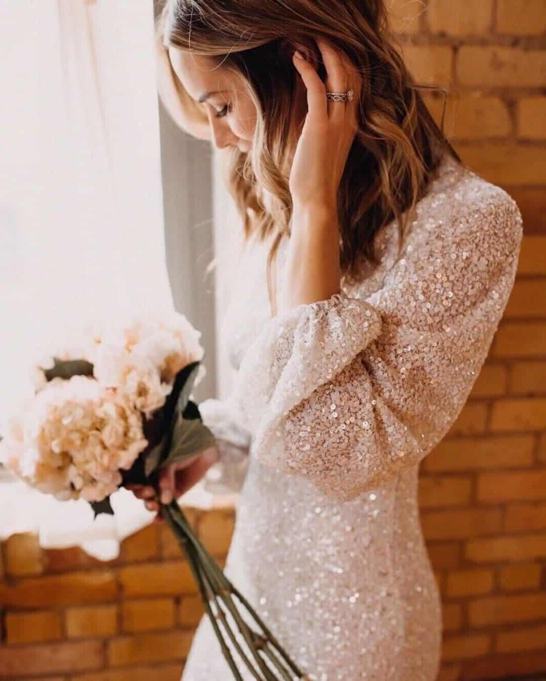 white long sleeve bridal shower dress